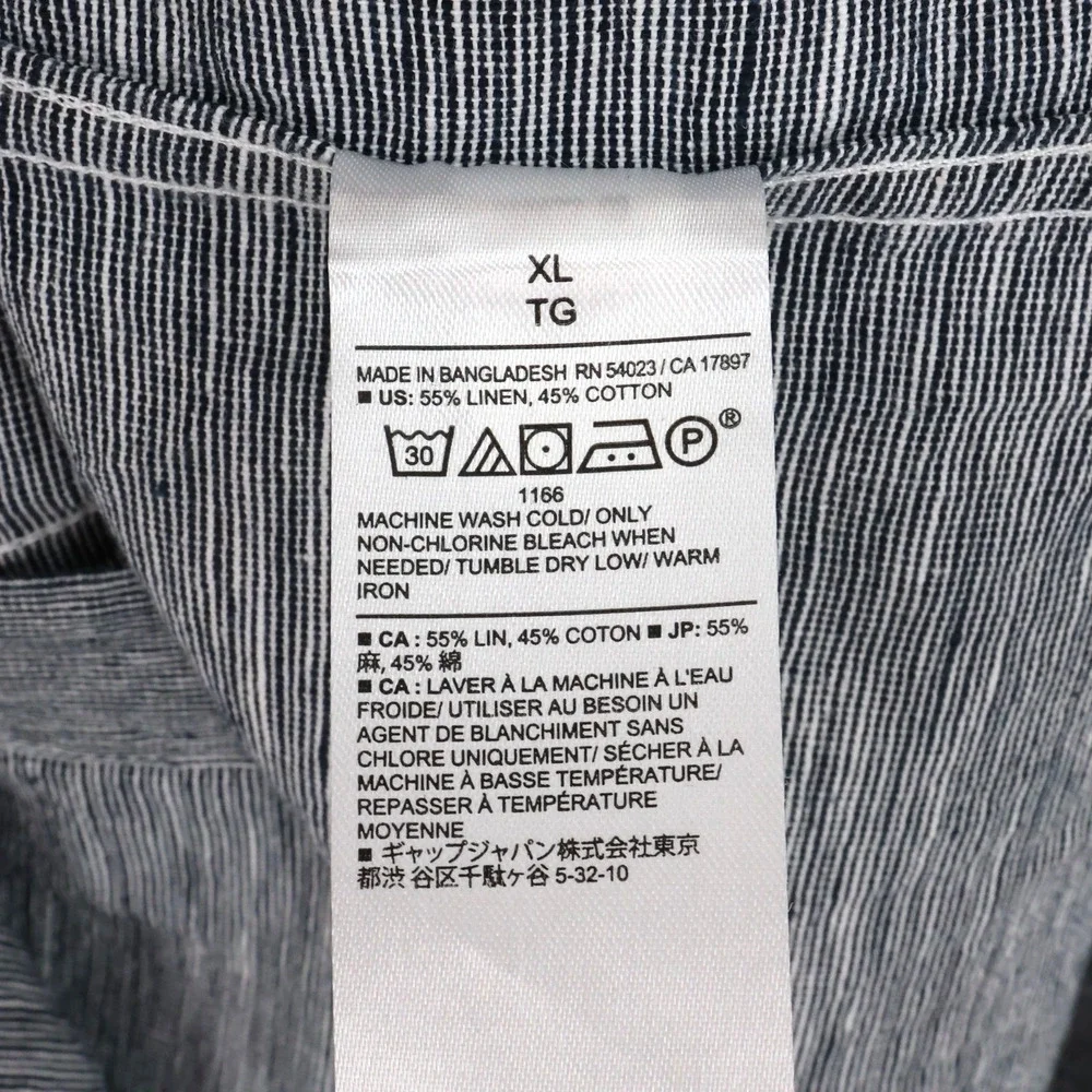 Banana Republic Shirt Mens XL Slim Fit Gray Linen Cotton Blend Button Up Casual